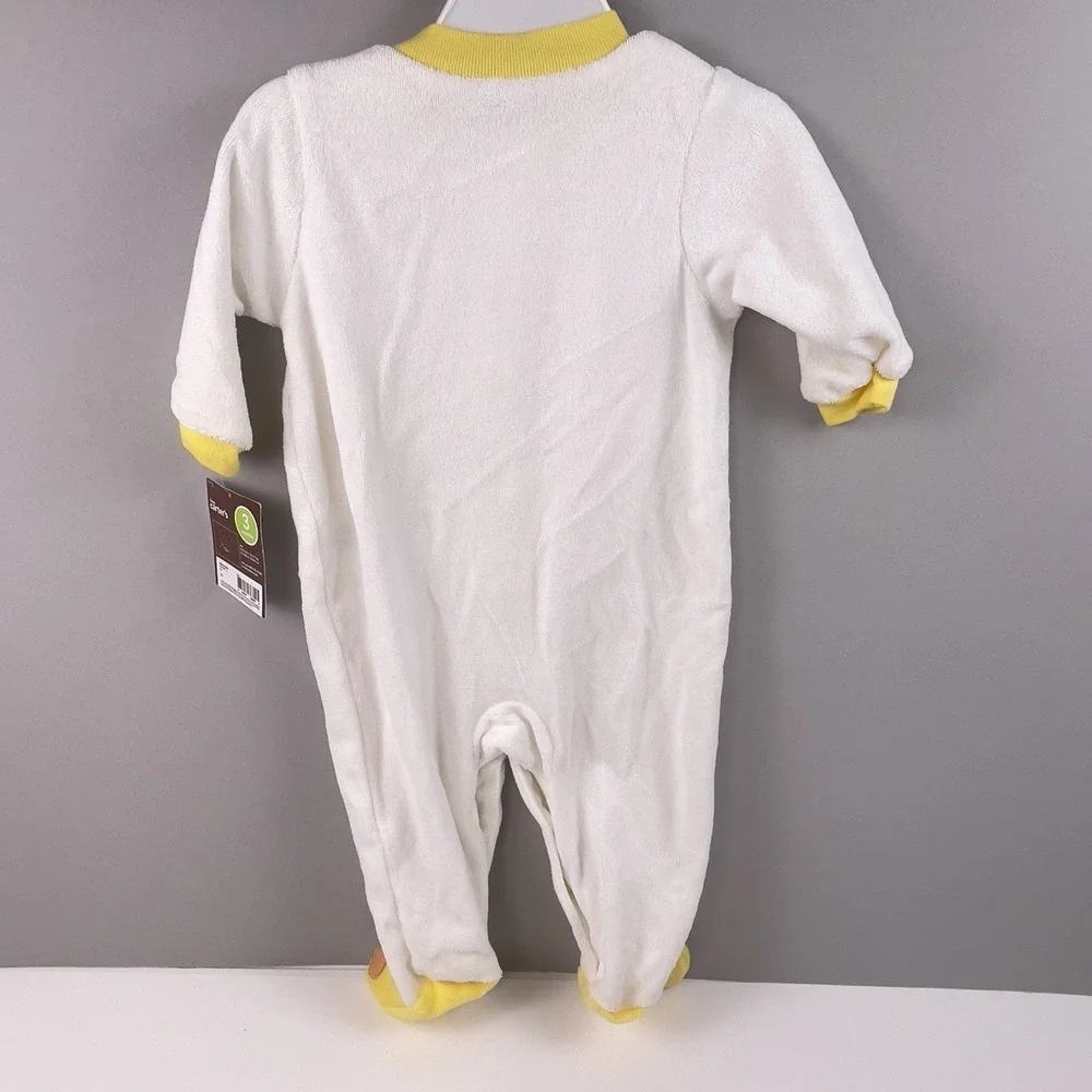 Carters Vintage 2009 Baby Sleeper 3M White Yellow Giraffe Elephant Duck Feet NWT